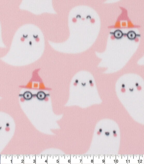 Blizzard Fleece Halloween Ghosts On Pink Fabric, , hi-res, image 3