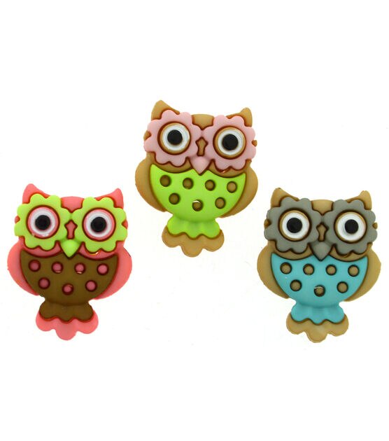 Dress It Up 3ct Animal Retro Owls Novelty Buttons