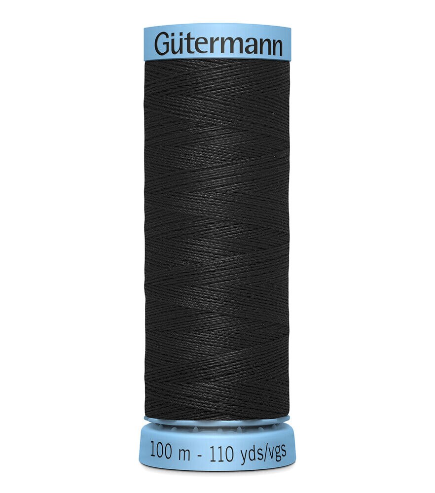 Gutermann Silk Thread, 000 Black, swatch