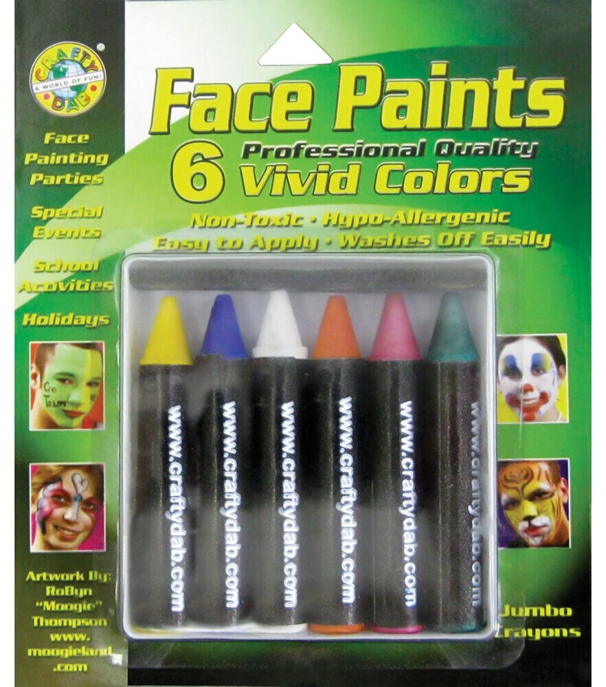 Face Paint Jumbo Crayons 6 Pkg, Vivid, swatch