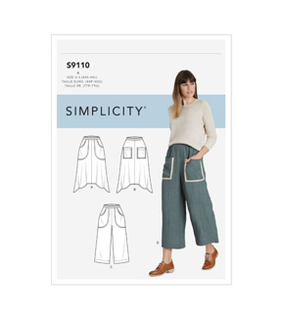 Simplicity S9110 Size XXS to 2XL Misses Skirts & Pants Sewing Pattern