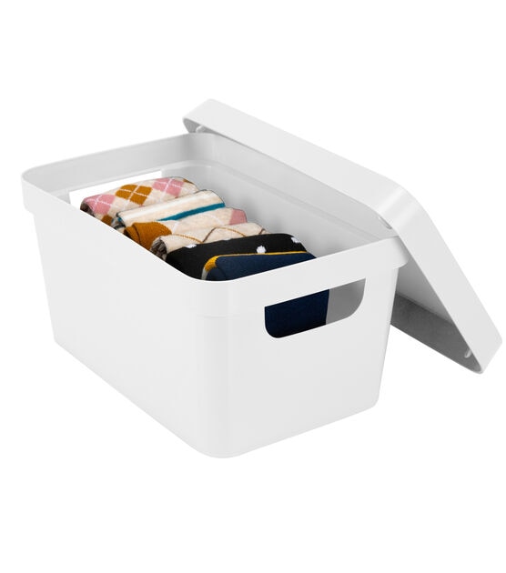 Simplify 10" White Vinto Storage Box With Lid, , hi-res, image 2