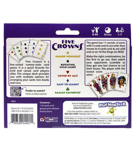 Play Monster 116ct Five Crowns Rummy Style Card Game, , hi-res, image 3
