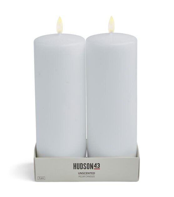 3" x 8" White Unscented White Pillar Candles by Hudson 43, , hi-res, image 2