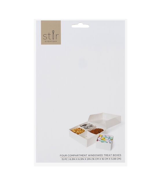 6" White 4 Compartment Windowed Treat Boxes 15ct by STIR