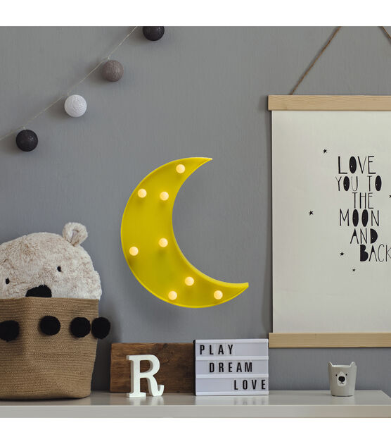 Northlight 9.5" LED Lighted Yellow Crescent Moon Marquee Wall Sign, , hi-res, image 2