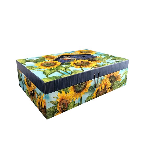14" Sunflower Rectangle Box With Button Closure