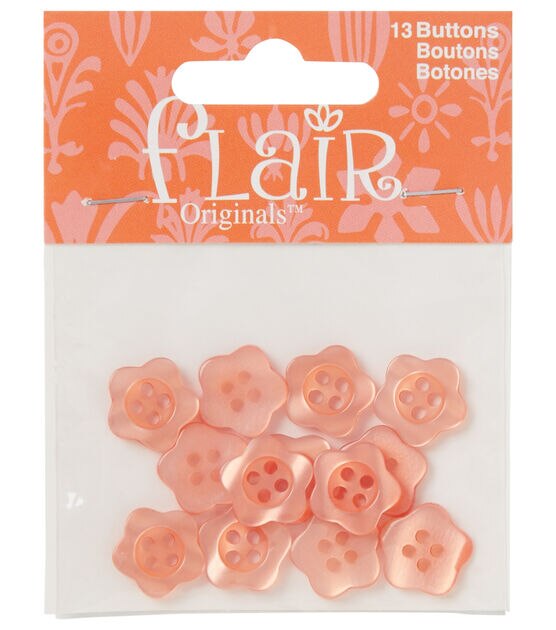 Flair Originals 5/8" Coral Bloom 4 Hole Buttons 13pc