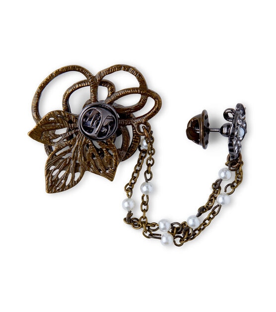 2" Flower Pin With Chain Connector by hildie & jo, , hi-res, image 3