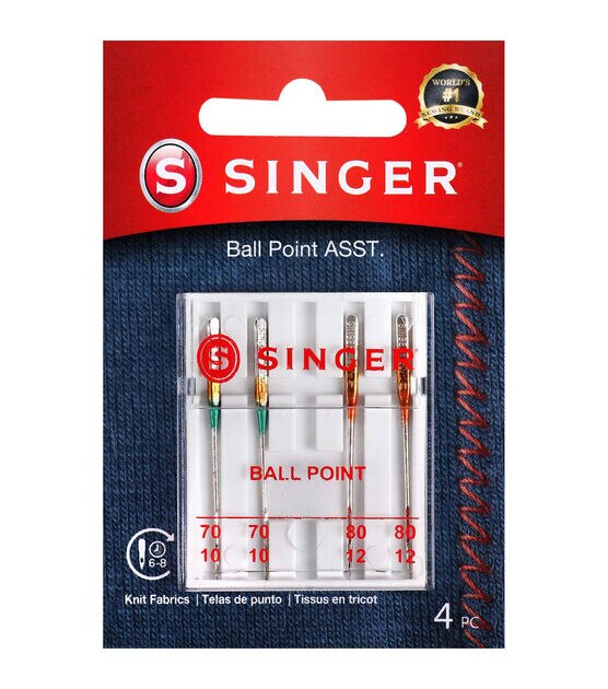 SINGER Universal Ball Point Machine Needles Assorted Sizes 4ct