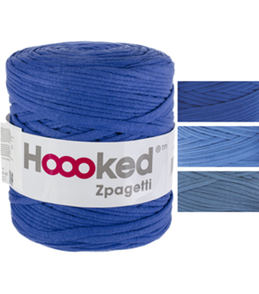 Hoooked Zpagetti 131yds Jumbo Cotton Yarn, Ocean Blue - Mid Blue Shades, swatch
