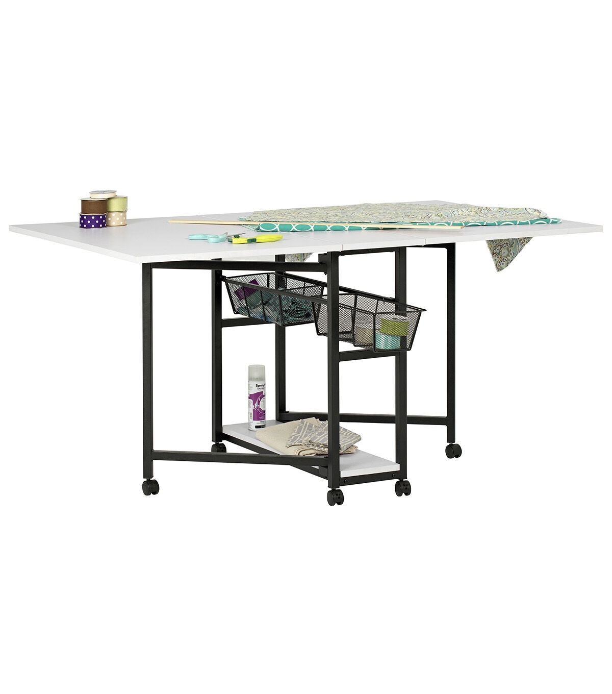 Studio Designs 59 x 36.5 Mobile Fabric Cutting Table With Storage