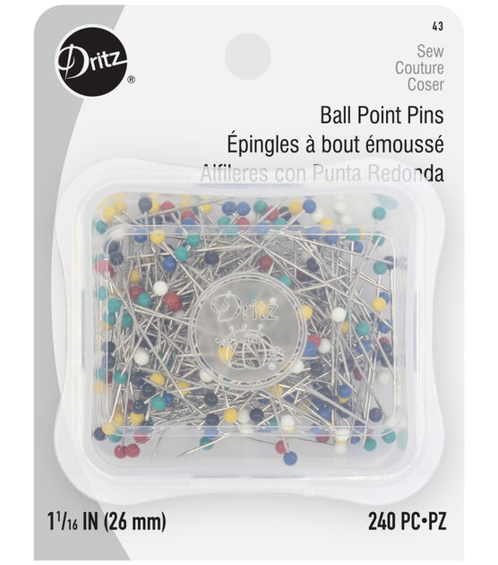 Dritz 1-1/16" Ball Point Pins, Assorted, 240 pc