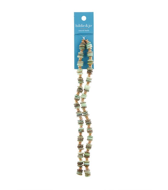 14" Green Shell Strung Beads by hildie & jo