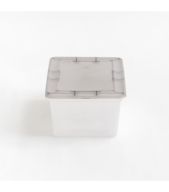 Iris 1.5 Gallon Clear Snap Top Plastic Storage Boxes With Gray Lid 10pk, , hi-res, image 8