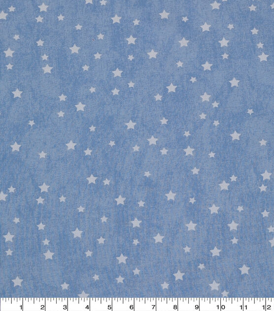 White Stars on Light Blue Quilt Cotton Fabric by Keepsake Calico