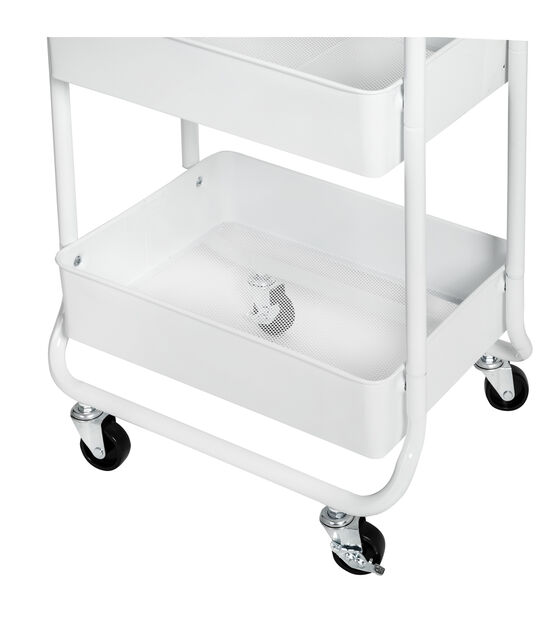 Honey Can Do 16.5" x 32.5" White 3 Tier Metal Rolling Cart, , hi-res, image 7