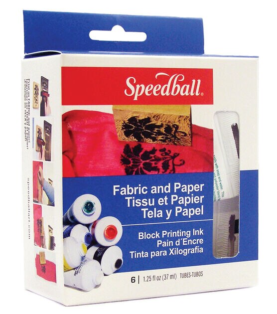 Speedball Fabric & Paper Block Printing Ink 6-Color Set, 1.25-Ounce x 6