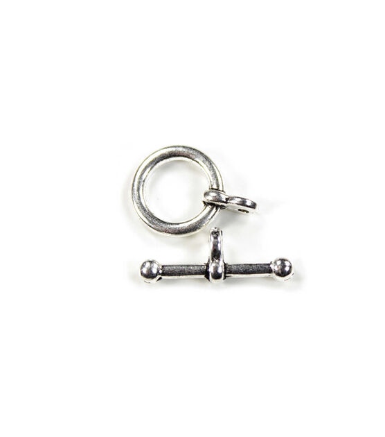 4pk Antique Silver Plain Metal Toggle Clasps by hildie & jo
