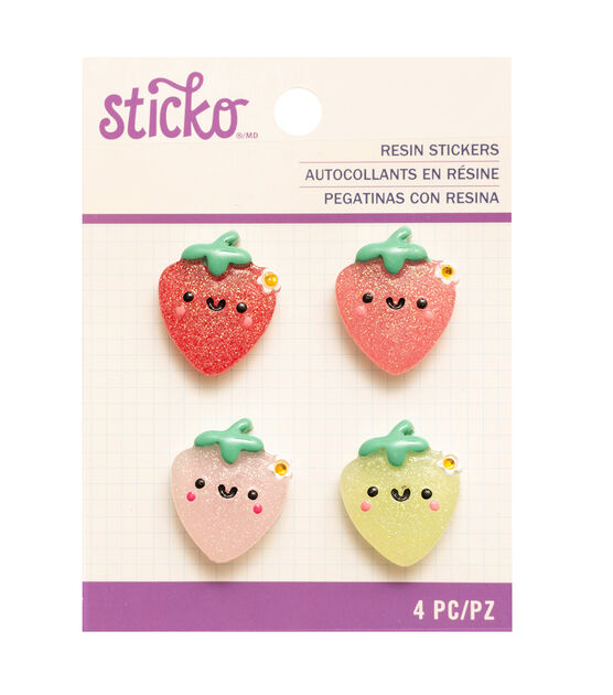 Sticko Glitter Strawberry Resin Sticker