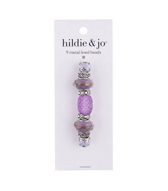 15mm Light Purple Metal Lined Glass Beads 9ct by hildie & jo