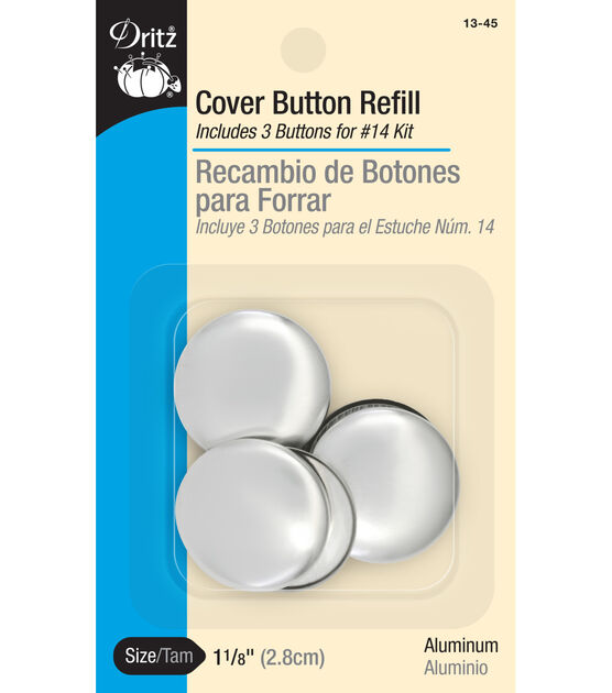 Dritz 1-1/8" Cover Button Refill, 3 Sets, Nickel