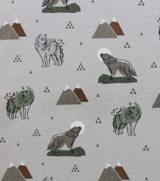 Super Snuggle Mountain Wolf Flannel Fabric