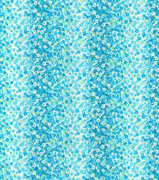 Fabric Traditions Teal Floral Striped Cotton Fabric by Keepsake Calico