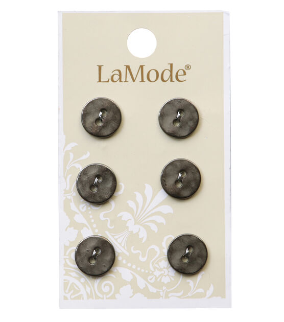 La Mode 7/16" Gunmetal 2 Hole Buttons 6pk