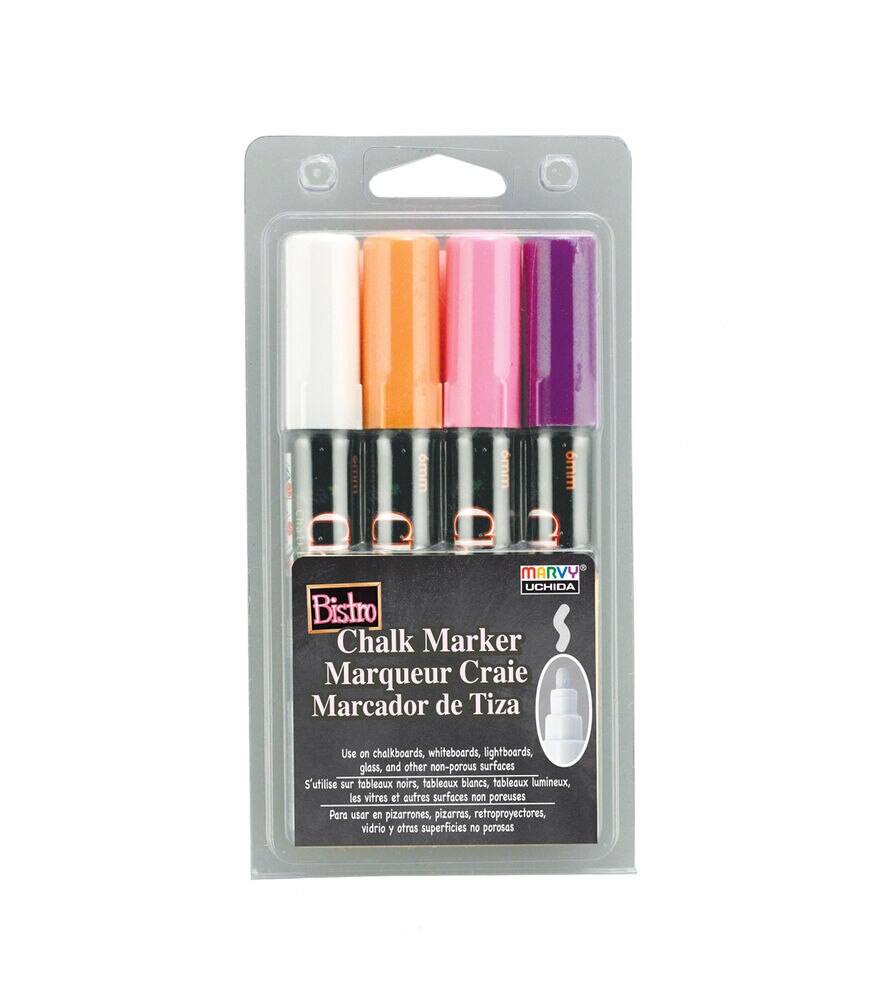 Marvy Uchida Fluorescent Broad Point Tip Bistro Chalk Markers, White, swatch