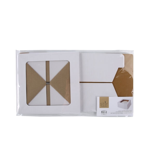 12" Square Corrugated Cardboard Cake Boxes With Window Lids 4ct by STIR