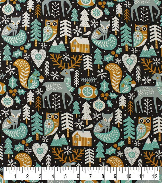 Woodland Animals & Trees Super Snuggle Christmas Flannel Fabric, , hi-res, image 3