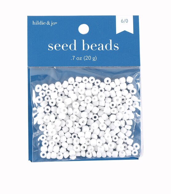 0.7oz White Round Glass Seed Beads by hildie & jo