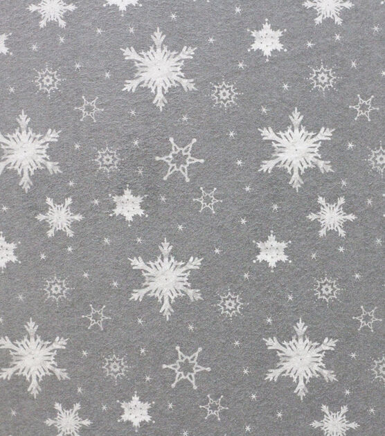 Snowflakes on Gray Super Snuggle Christmas Flannel Fabric