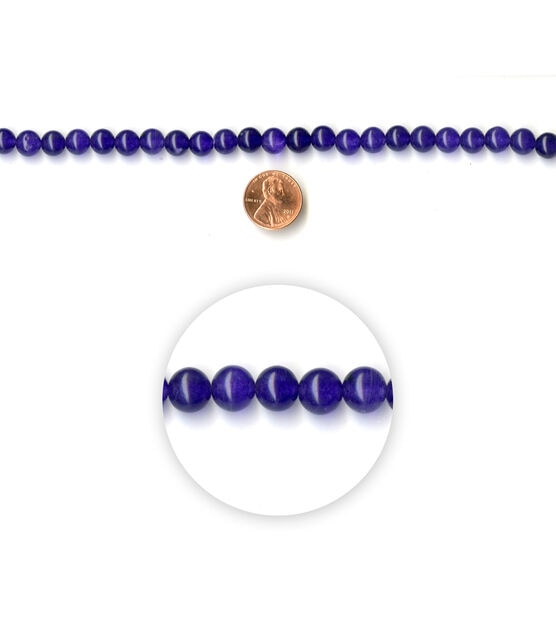 7" Purple Round Fluorite Stone Strung Beads by hildie & jo
