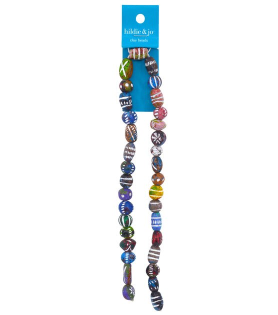 14" Multicolor Round & Rondelle Clay Bead Strand by hildie & jo