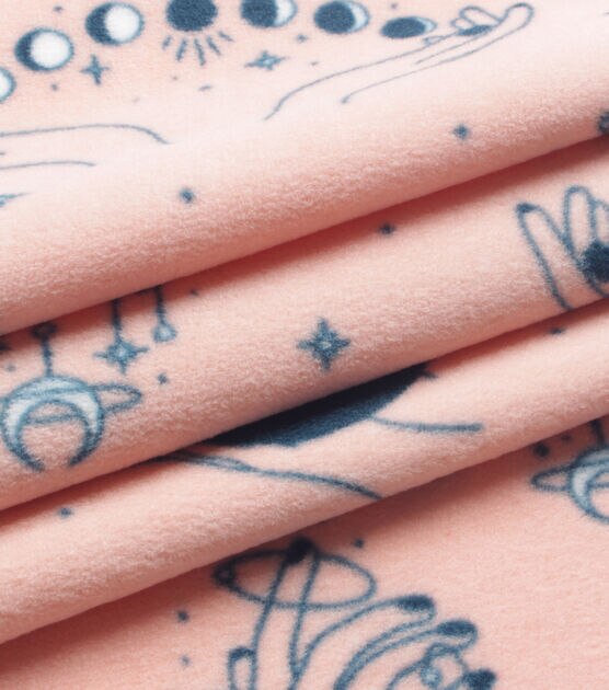 Clestial Hands on Pink Anti Pill Fleece Fabric, , hi-res, image 3