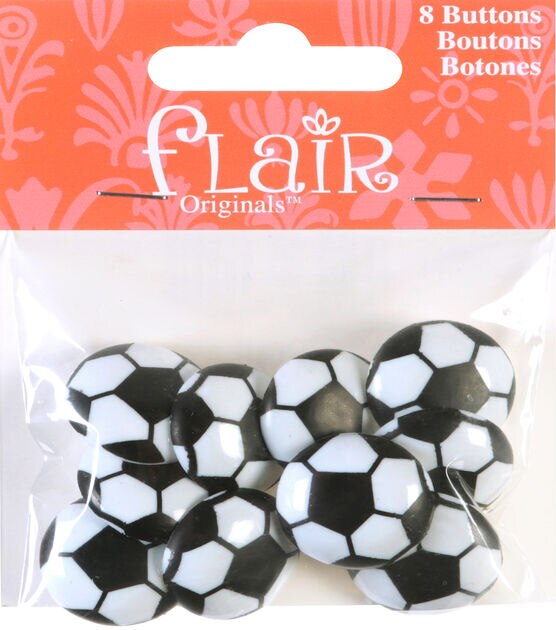 Flair Originals 3/4" Soccer Ball Shank Buttons 8pc, , hi-res, image 2