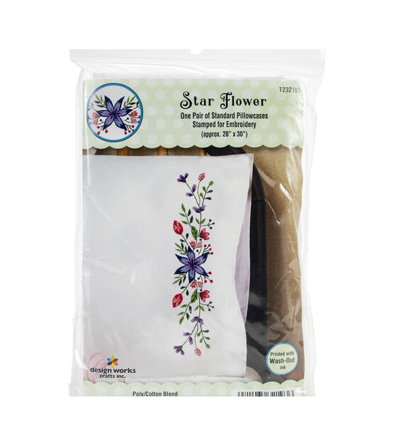 Tobin 30" x 20" Star Flower Embroidery Pillowcases 2pk