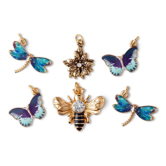 6ct Multicolor Butterfly & Dragonfly Charms by hildie & jo, , hi-res, image 2