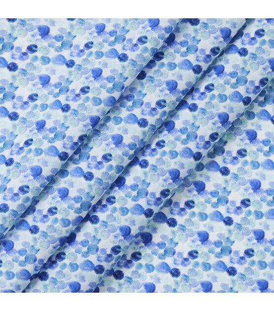Faded Blue Dots On White Premium Cotton Lawn Fabric, , hi-res, image 2