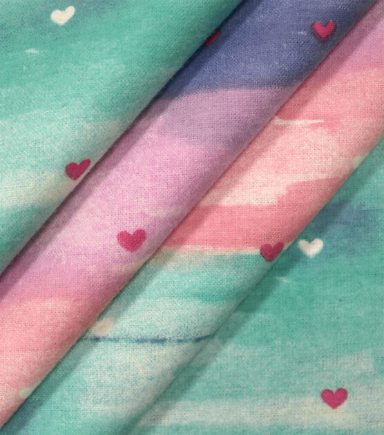 Hearts on Pastel Tie Dye Super Snuggle Flannel Fabric, , hi-res, image 2