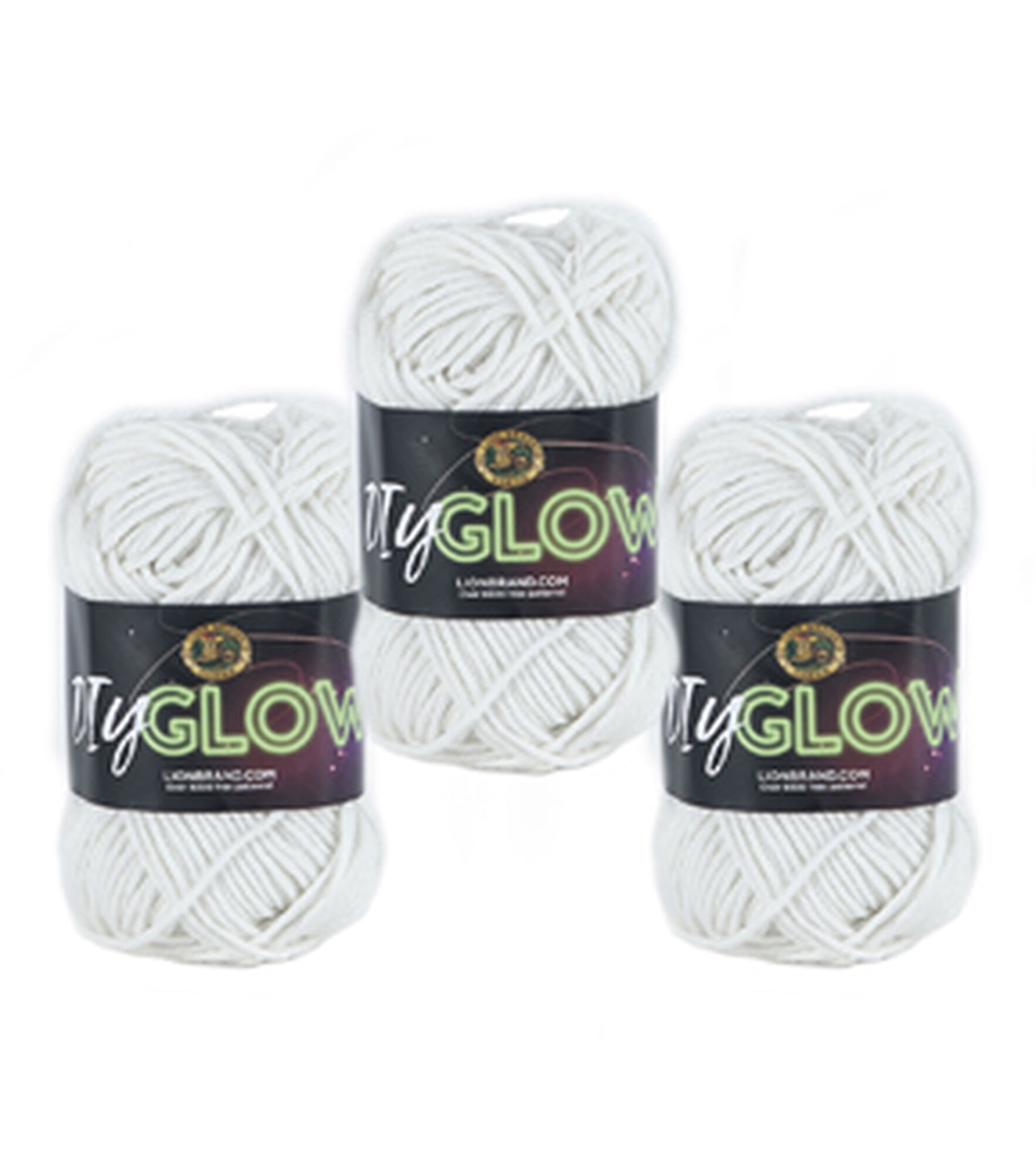 Lion Brand DIY Glow 74yds Worsted Polyester Yarn 3 Bundle, Lb Diy Glow, hi-res