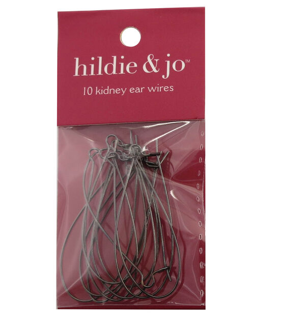 45.5mm Black Nickel Kidney Ear Wires 10pk by hildie & jo