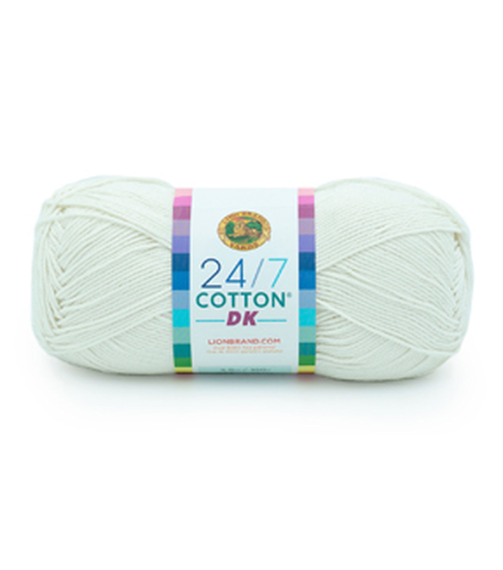 Lion Brand 24/7 DK 273yds Light Weight Cotton Yarn, Cream, hi-res