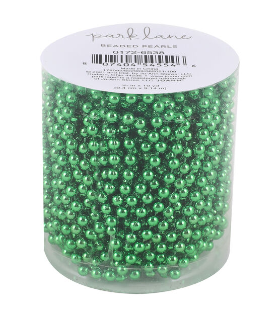Park Lane 4mm Beaded Pearls in Canister - Metallic Green
