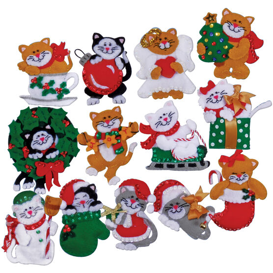 Design Works 3 x 4 Christmas Kittens Felt Ornament Kit 13ct
