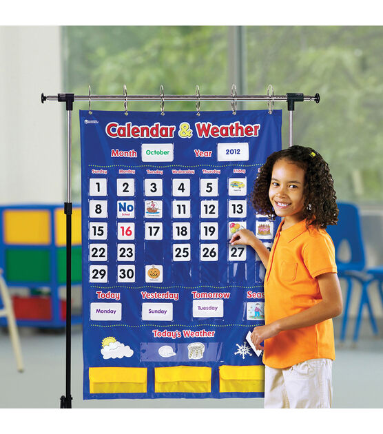 Learning Resources 31" x 44" Calendar & Weather Pocket Chart 136ct, , hi-res, image 3