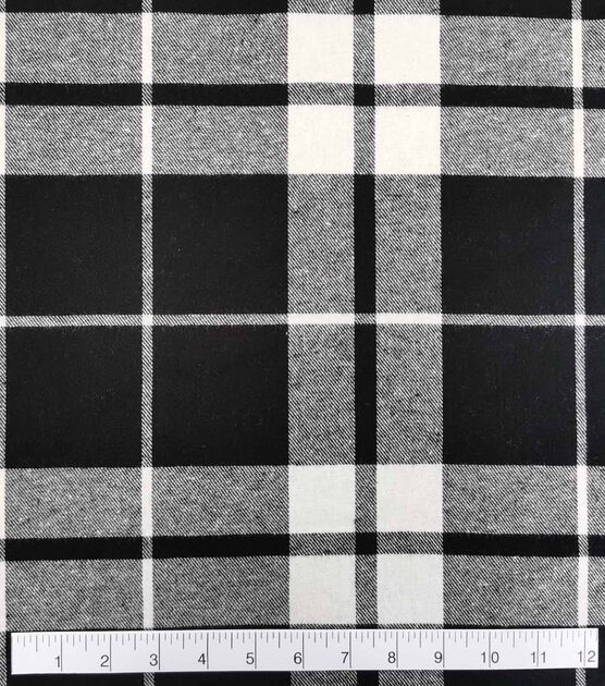 Black & White Plaid Flannel Backed Sherpa Fabric, , hi-res, image 3