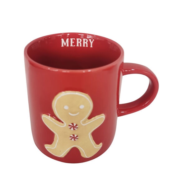 5.5" Christmas Gingerbread Man on Red Ceramic Mug 16oz by Place & Time